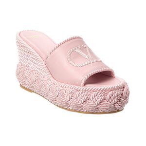 Valentino Vlogo Silk Torchon 100 Leather Wedge Sandal, Pink
